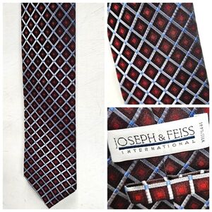 Joseph & Feiss International geometric diamond pattern 100% silk tie